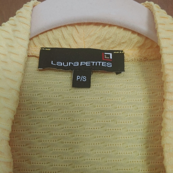 Laura Petites Yellow Cardigan Open Front Sweater - Picture 3 of 3